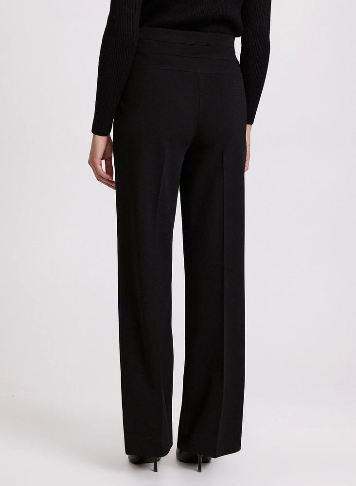 Pantalon Olivia à jambe large surpiqûres – court