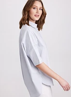 Blouse rayée en mélange de coton