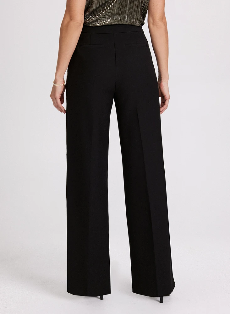 Olivia Wide-Leg Crystal Detail Pants - Regular