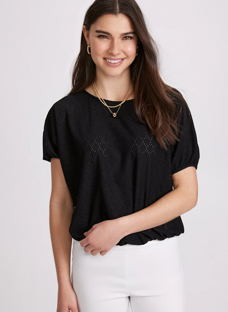 Eyelet Short Sleeve Top