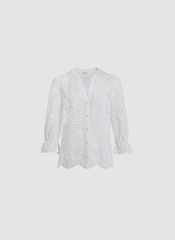 Blouse boutonnée à oeillets