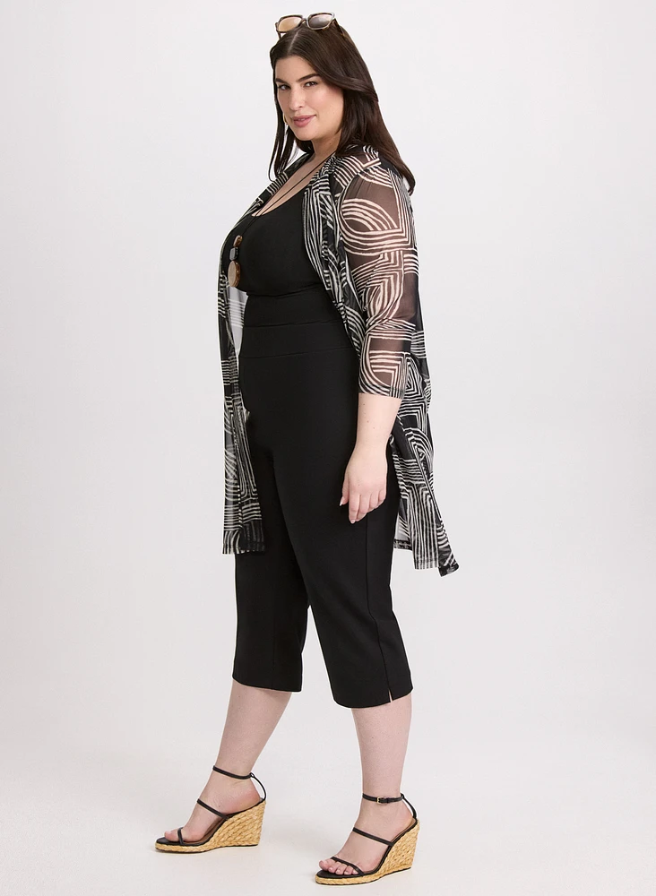 Slit Detail Straight Leg Capris