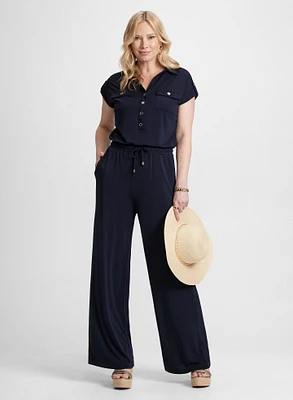 Button Down Jersey Jumpsuit
