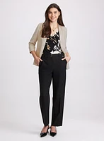 Twill Collarless Jacket & Mia Straight-Leg Pants - Regular