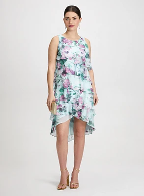 Floral Asymmetric Tiered Dress