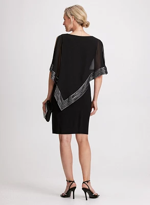 Asymmetrical Capelet Effect Short Dress