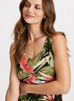 Tropical V-Neck Sleeveless Top