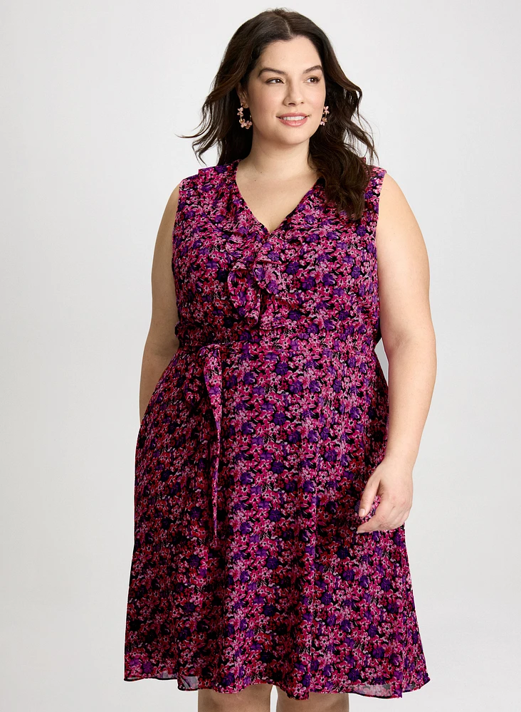 Robe florale à volants avants