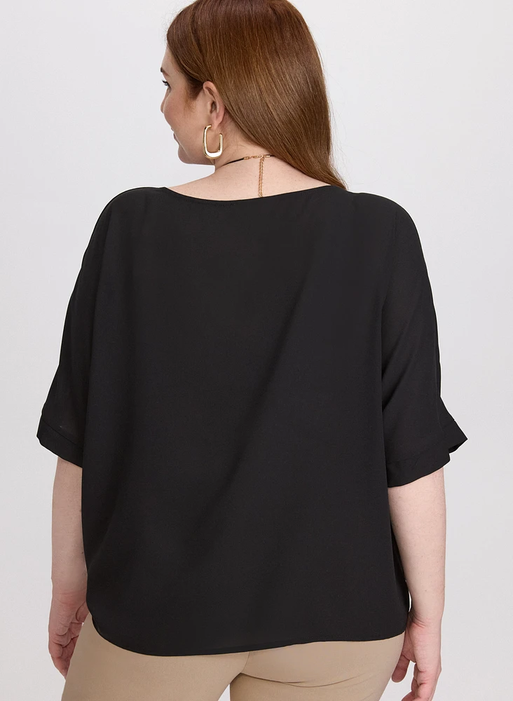 Blouse à ourlet noué en chiffon