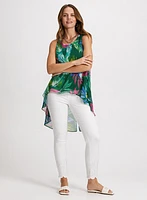 Tropical Print Asymmetrical Blouse