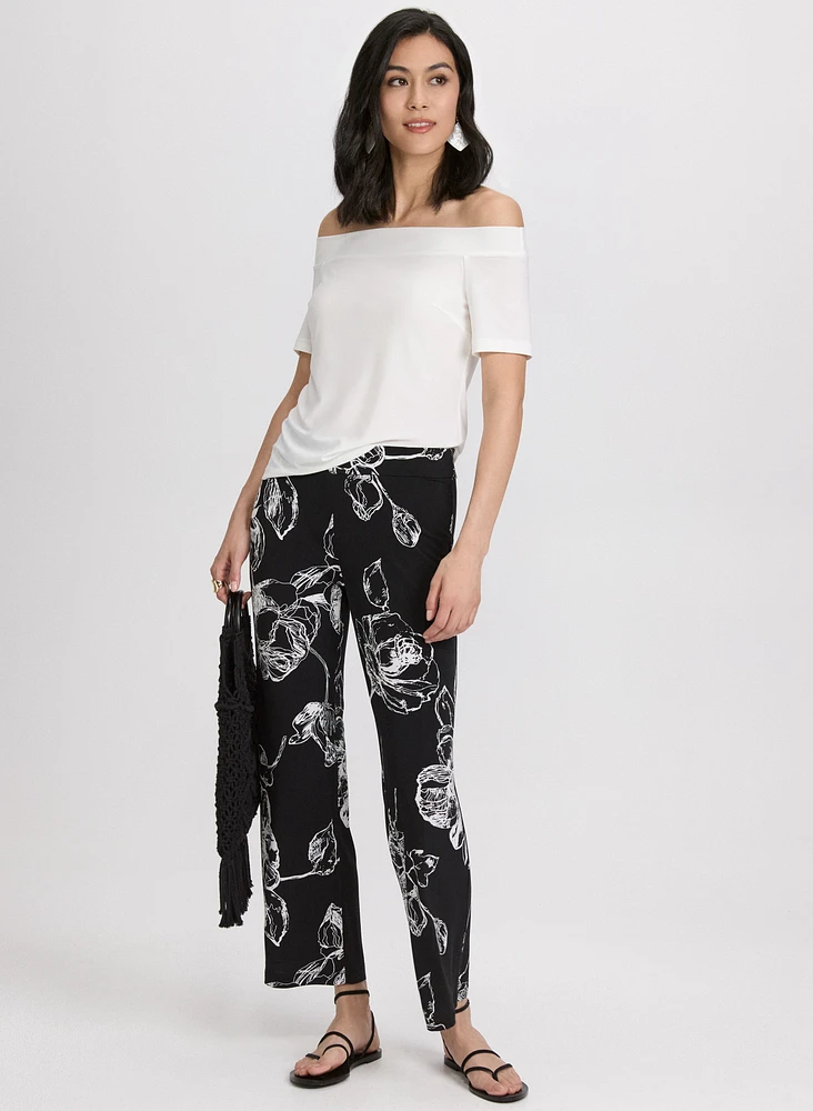 Pantalon floral à jambe large
