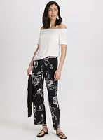 Pantalon floral à jambe large
