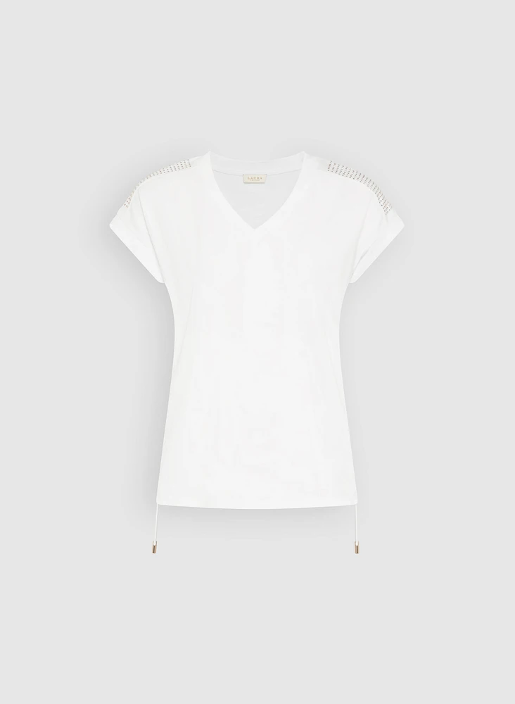 T-shirt froncé à pierres