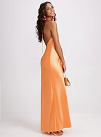 Satin Cowl Back Slip Dress