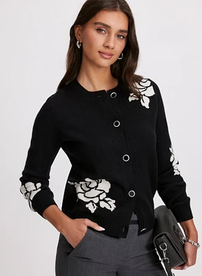 Floral Print Button-Up Cardigan