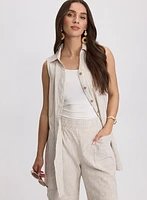 Striped Cotton-Linen Blouse
