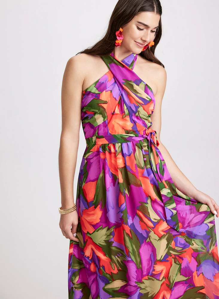 Tropical Halter Neck Dress