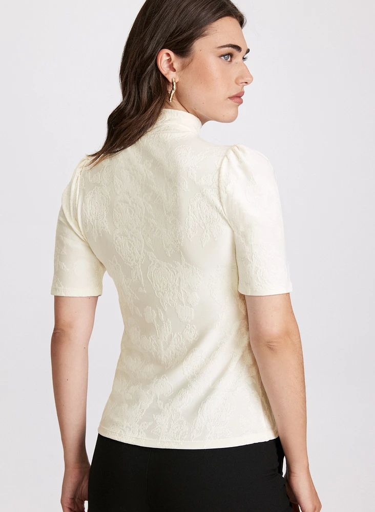 Turtleneck Elbow Sleeve Top