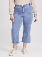 Denim Capris With Patch Pockets