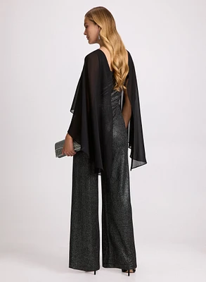 Sheer Capelet Overlay Jumpsuit