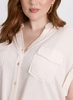 Blouse boutonnée à ourlet nou