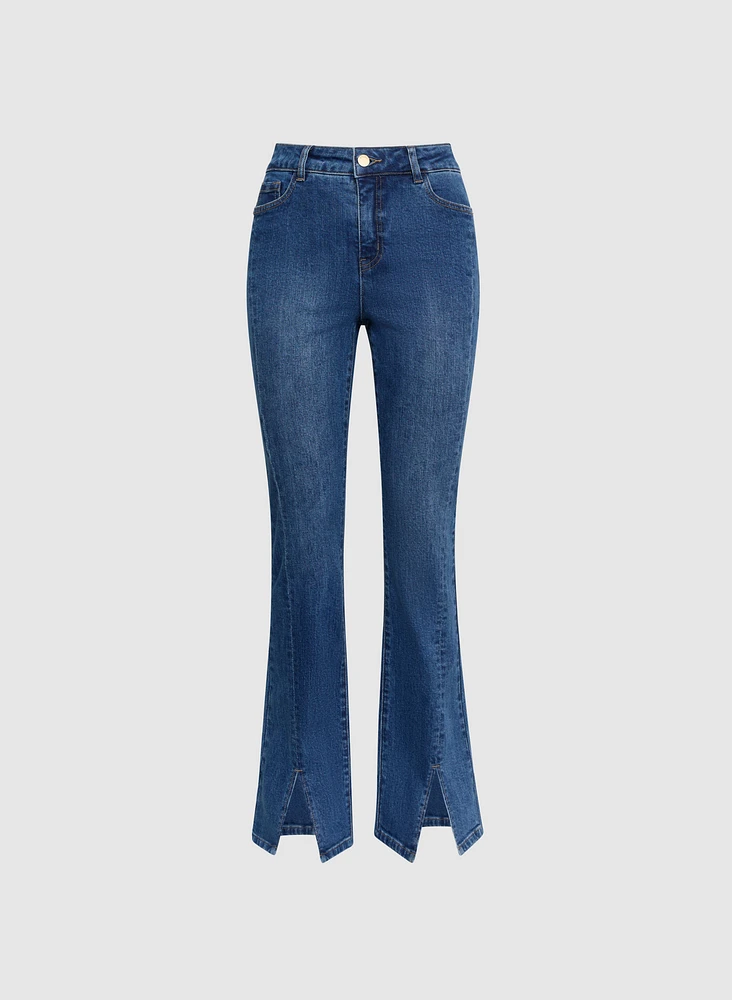 Flared Split Hem Jeans