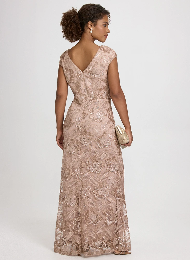 Tulle Sequined Floral Dress