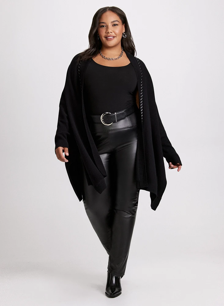 Cardigan à bordure en cuir végane