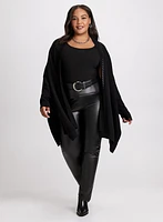 Cardigan à bordure en cuir végane