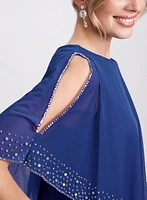 Beaded Cape Overlay Dress