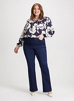 Floral Blouse & Bootcut Jeans