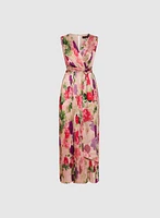 Robe maxi florale plissée