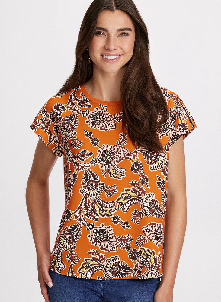 Medallion Cap Sleeve Top