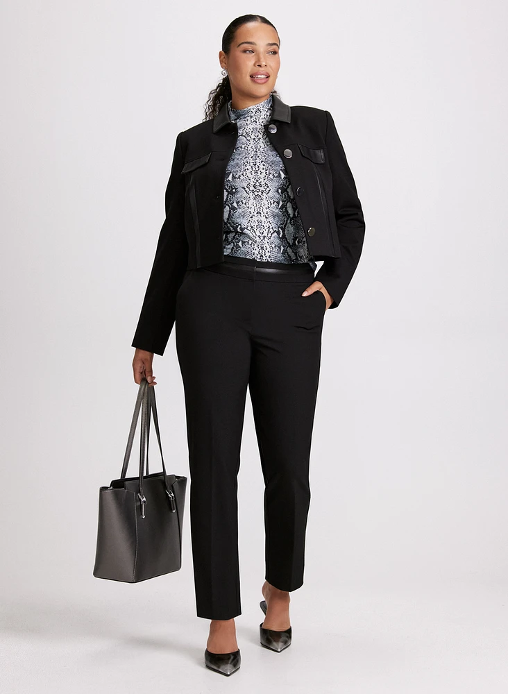 Vegan Leather Detail Jacket & Emma Fit Pants