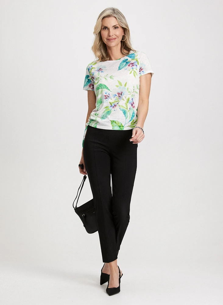 Lace Back Floral T-Shirt & Slim Leg Pants