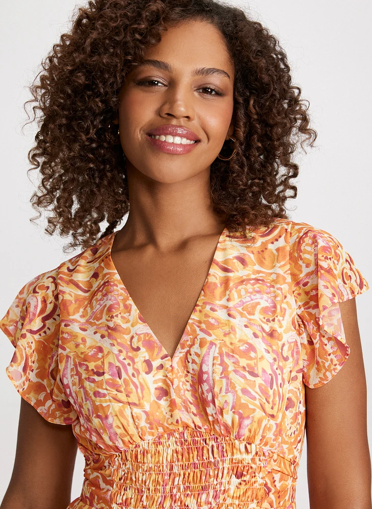 Floral Dress with Back Bow