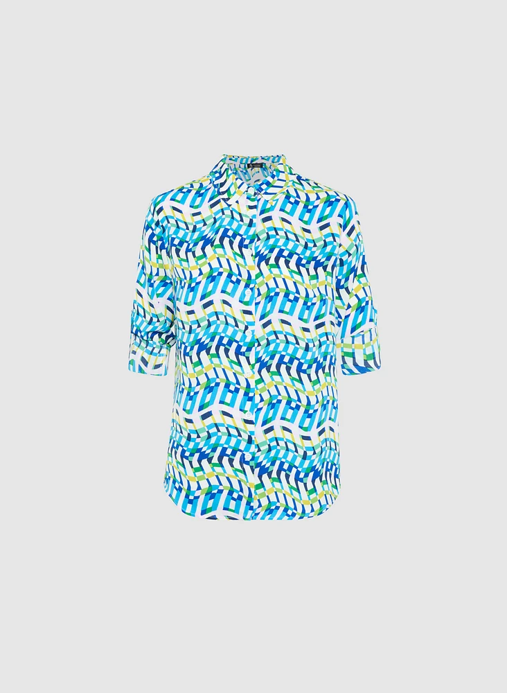 Blouse géométrique boutonnée