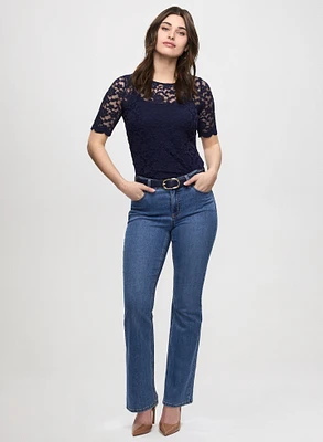 Scalloped Lace Top & Bootcut Jeans