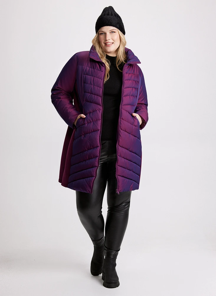 Bernardo - Hooded Iridescent Puffer Coat