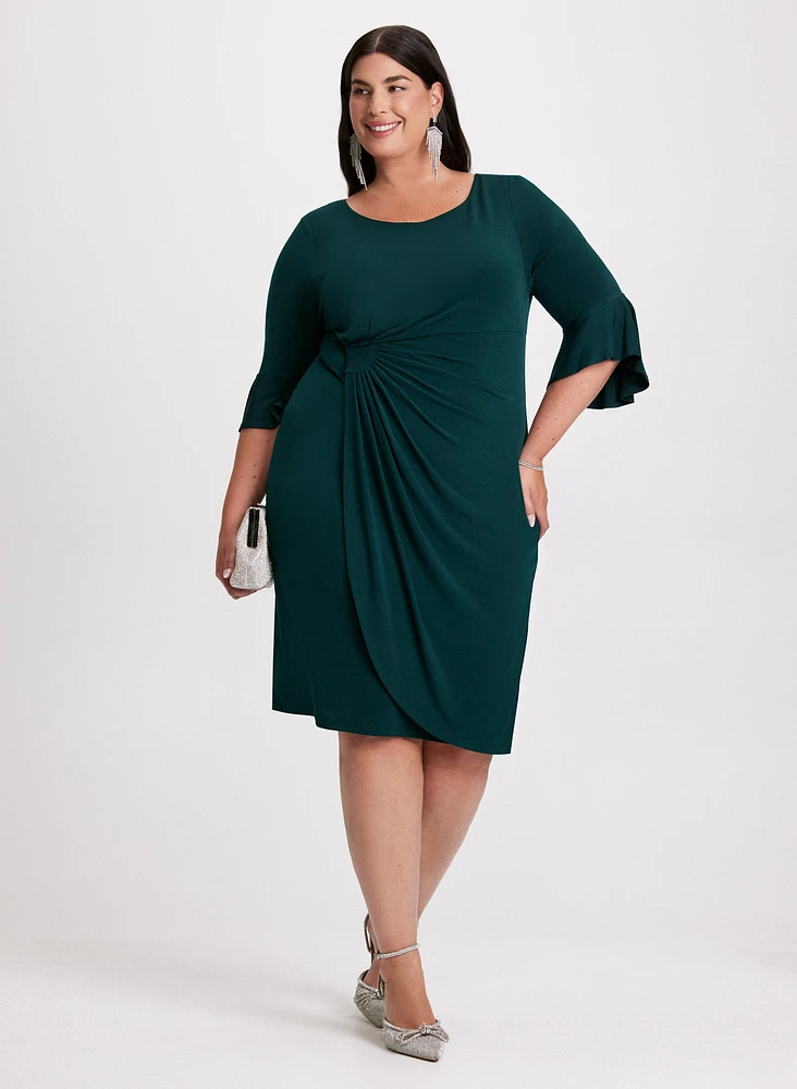 Flounce Sleeve Ruched Detail Dress