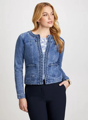 Veste en denim à détails tressés