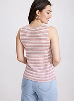 Striped Crochet Knit Top