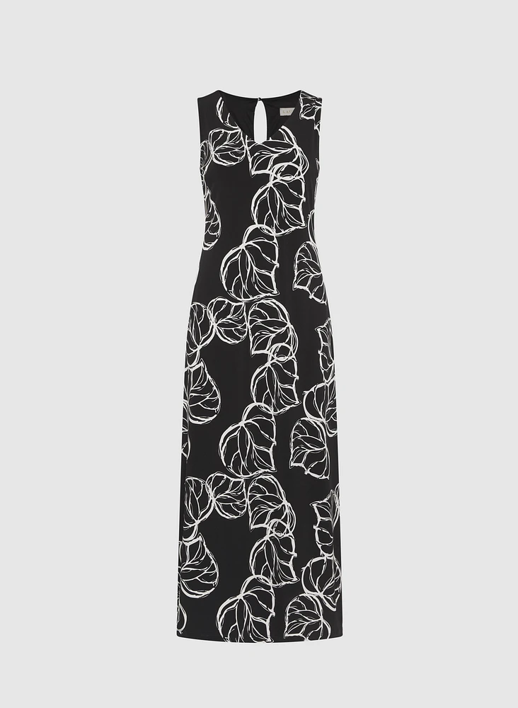 Robe maxi à motif de feuilles