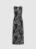 Leaf Print Maxi Dress