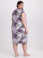 Robe de nuit fleurs et lettrage