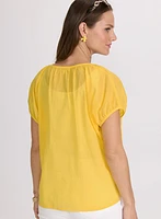 Blouse en coton à manches bouffantes