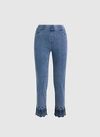 Scalloped Hem Straight-Leg Jeans