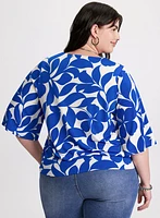 Leaf Print V-Neck Top