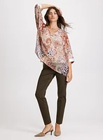 Paisley Print Sequin Cuff Blouse