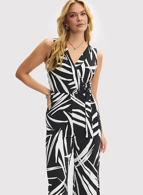 Geometric Print Cross-Neck Jumpsuit